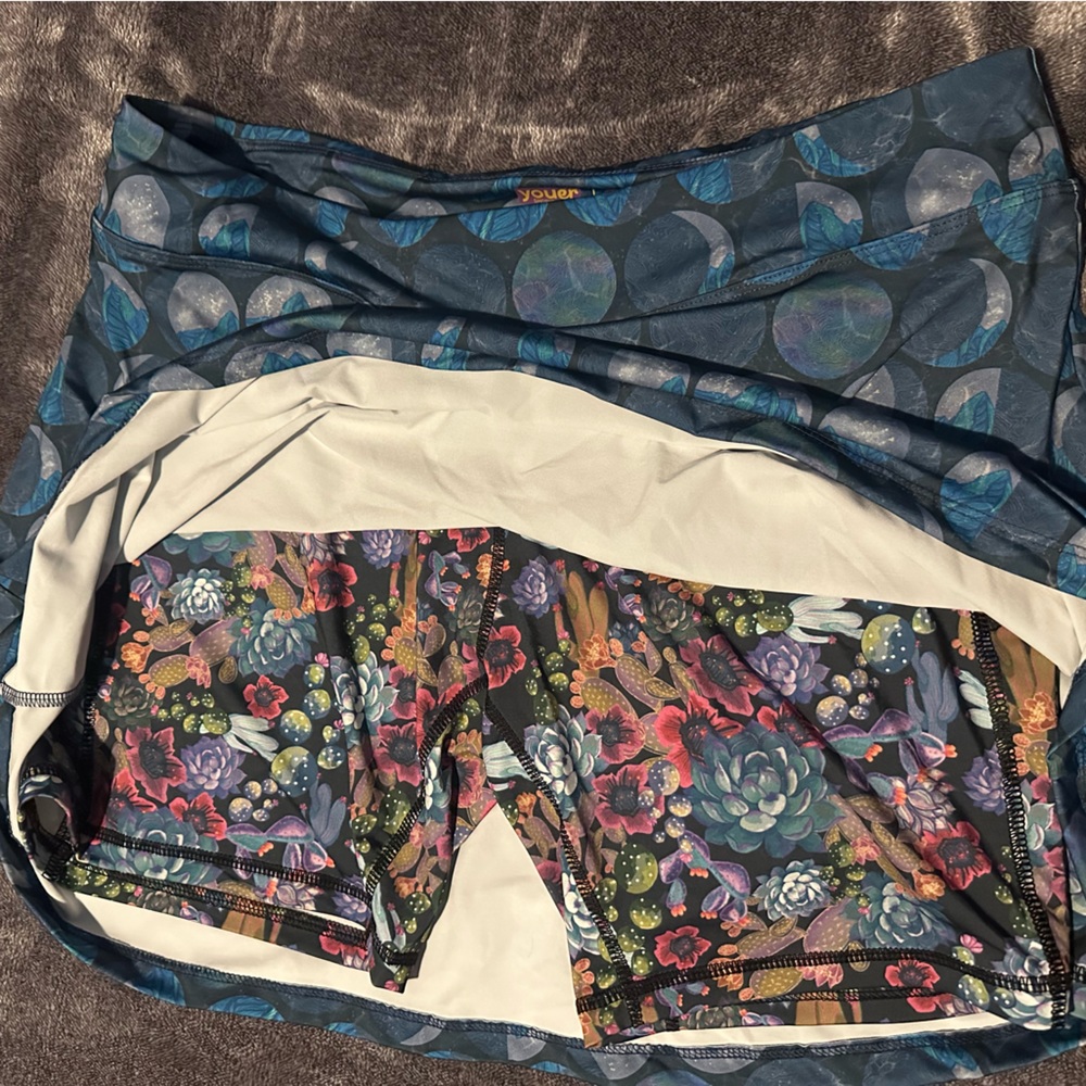 You’re Skort Mountain Skirt with Succulent shorts underneath
